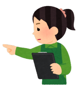 指差ししている女性のイラスト。仕事に集中している様子を表現。