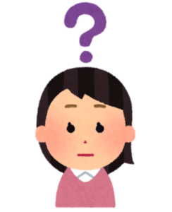 頭上にはてなマークがある女性のイラスト。疑問がある様子を表現。