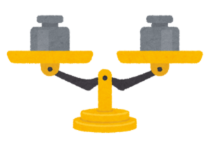 天秤のイラスト。公平な様子を表現。