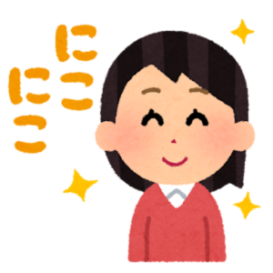 笑顔の女性のイラスト。嬉しい様子を表現。