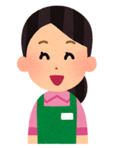 エプロン姿で笑顔の女性のイラスト