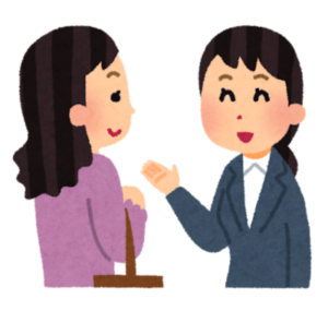 接客している女性のイラスト