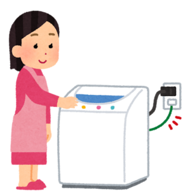 洗濯をする女性のイラスト。