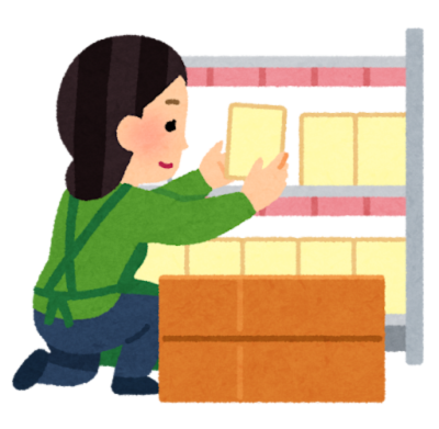 陳列している女性のイラスト