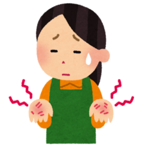 手荒れしている女性のイラスト