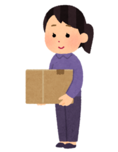 段ボールを持つ女性のイラスト。
