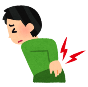 腰が痛い様子の男性のイラスト。