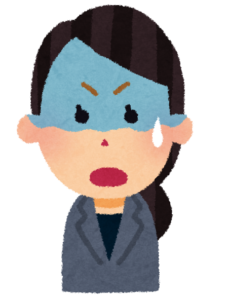 青ざめた顔の女性のイラスト。