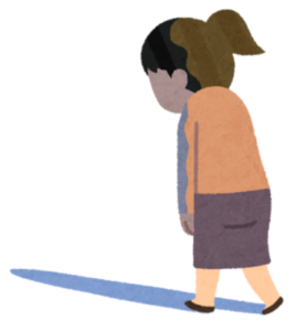 トボトボ歩く女性のイラスト。悲しい様子を表現。