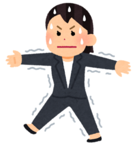 緊張している女性のイラスト